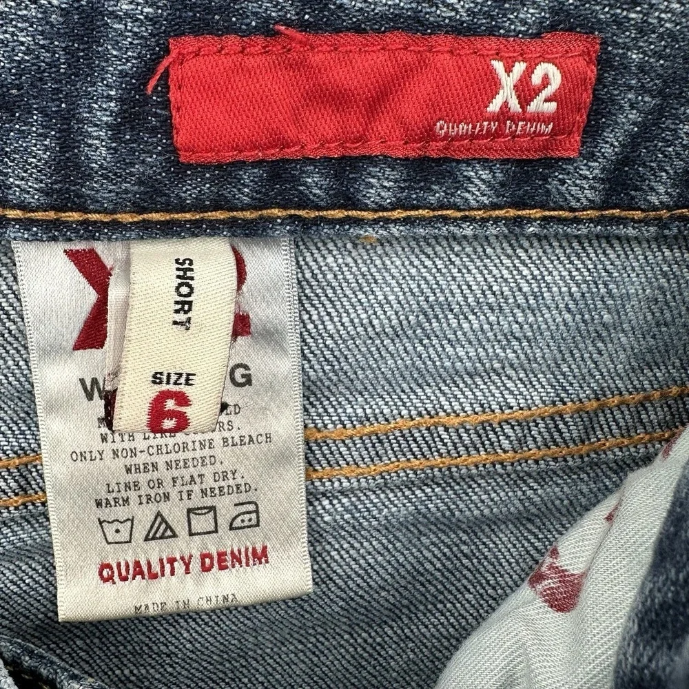 X2 Quality Denim Slim W10 Low Rise Bootcut Jeans Blue Sz 6 Short Medium Wash Y2K